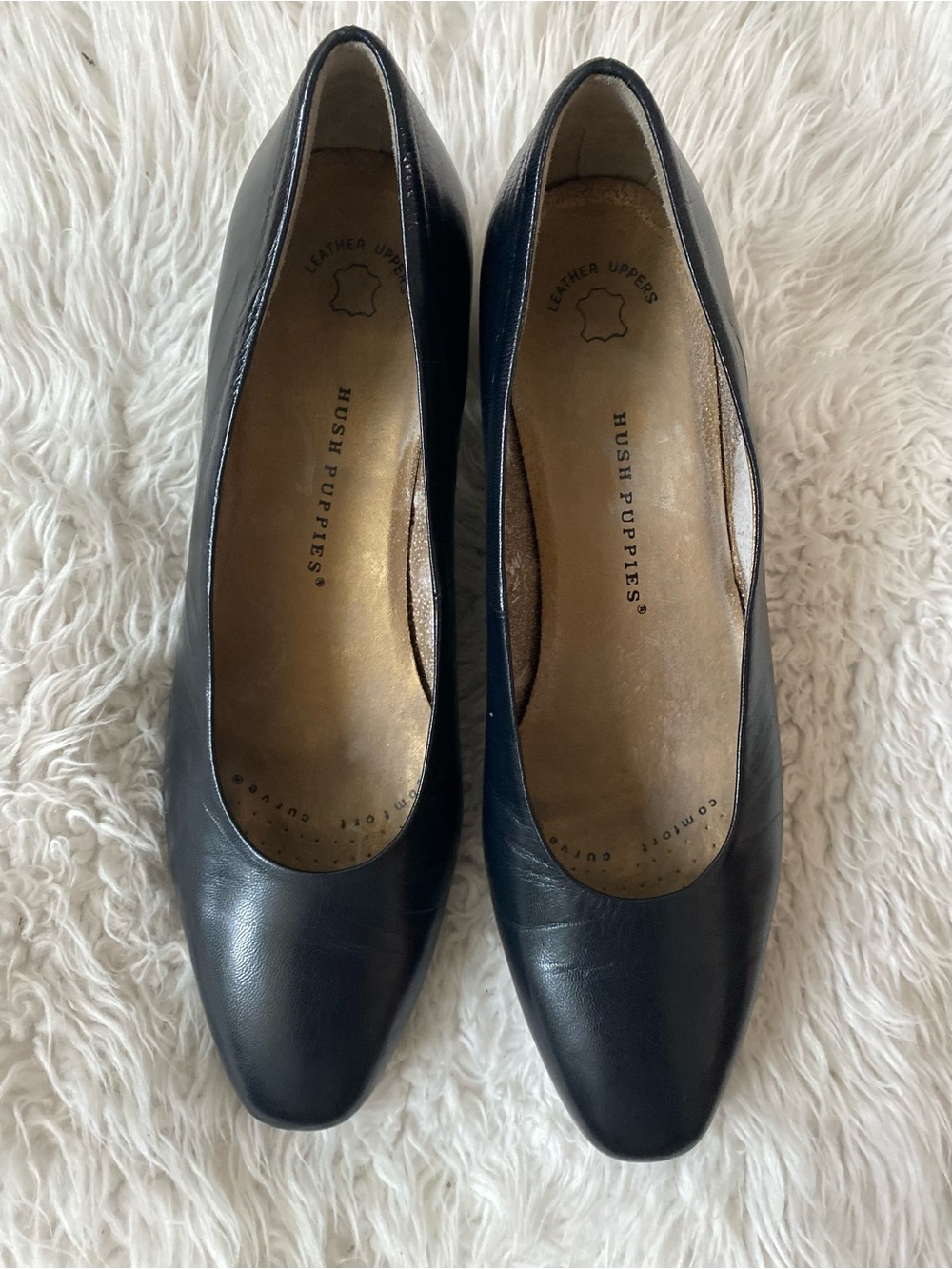 Hush Puppies Women's Black Leather Classic Pumps S 10 N